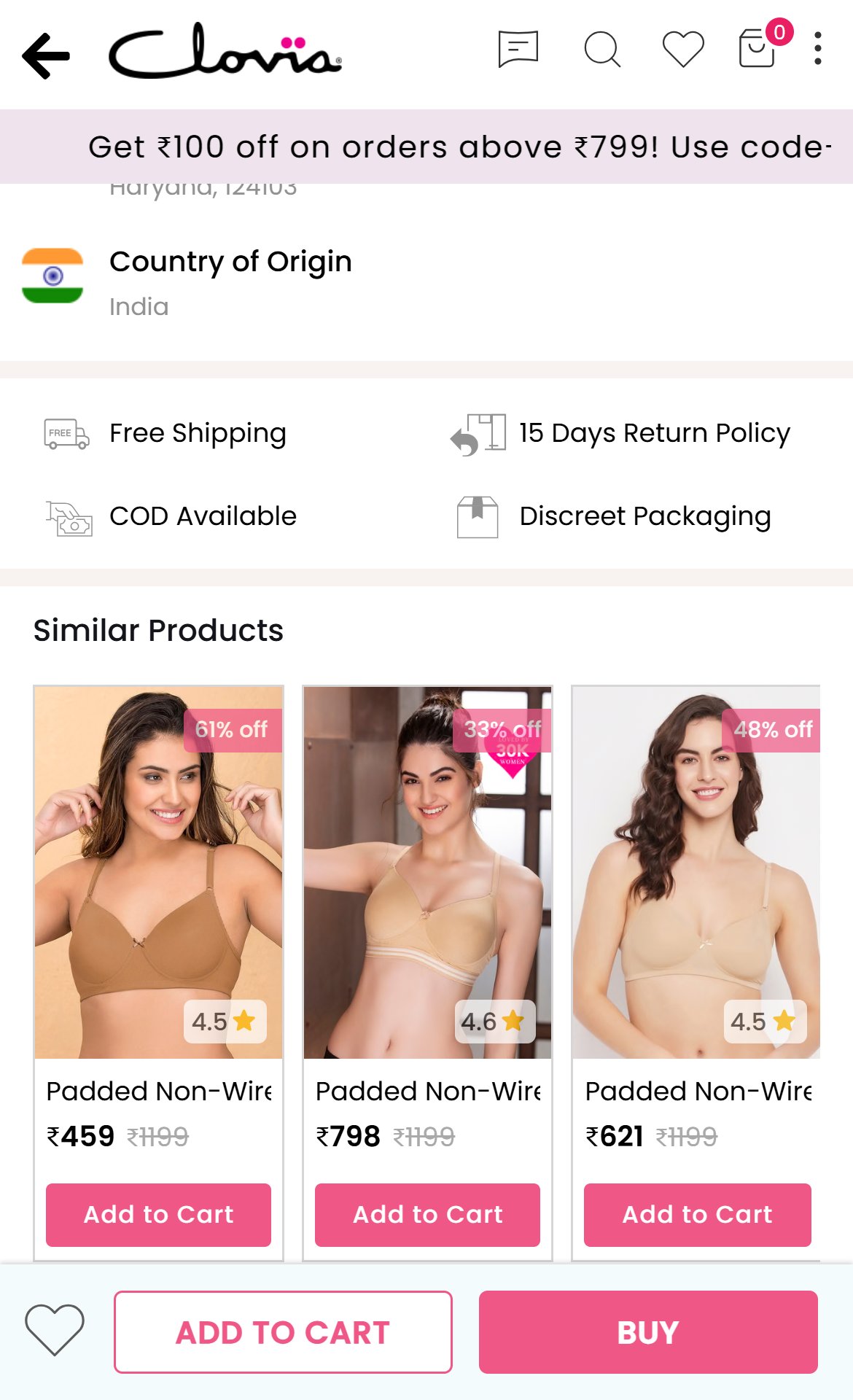 Clovia — Mobile